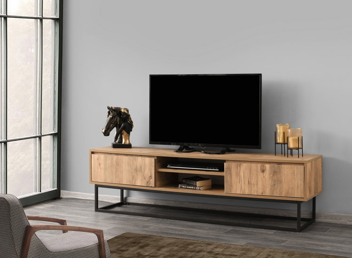 Hanah Home Belinda 180 Soporte de TV Negro y Pino
